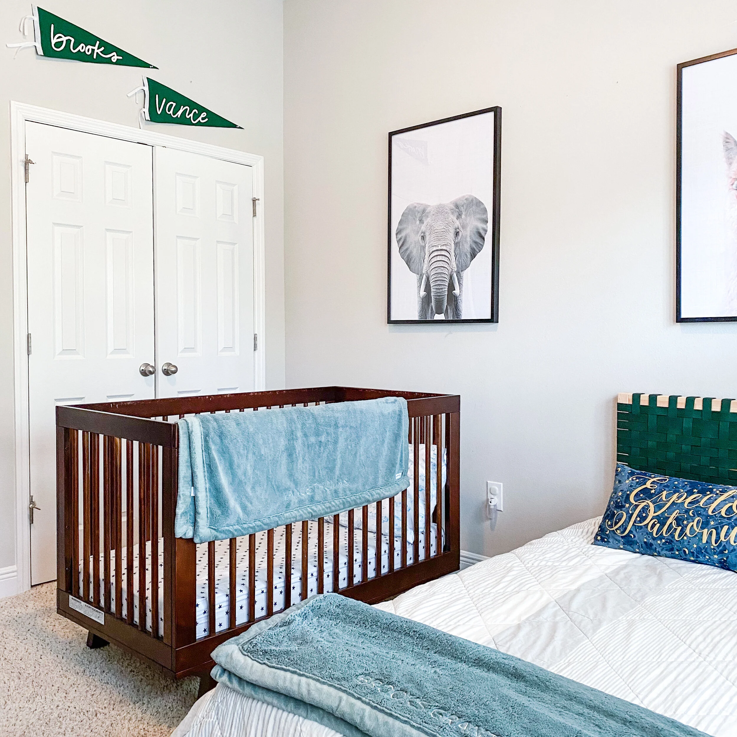 Shared Boys Room with a Crib and Twin Bed That Millennial Momma